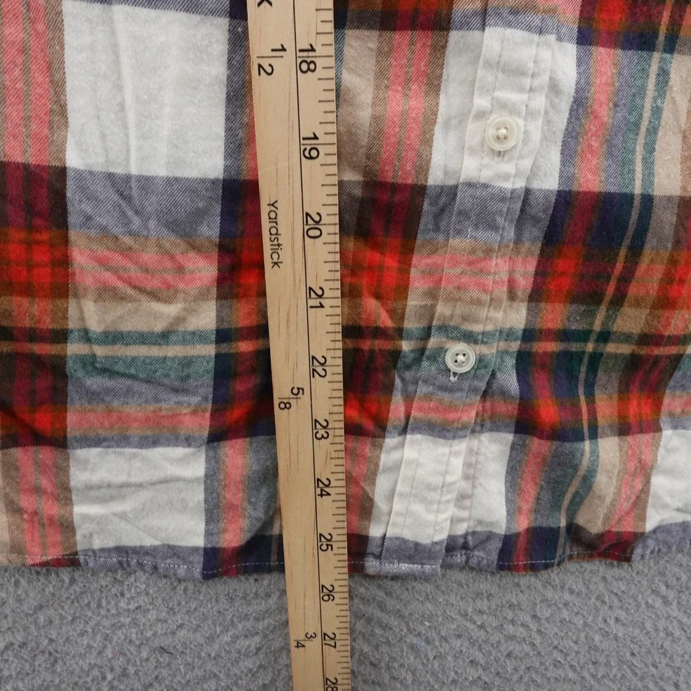 J‎ Crew Flannel Shirt Plaid Button Up Medium Red Navy Beige Mens Casual Cotton